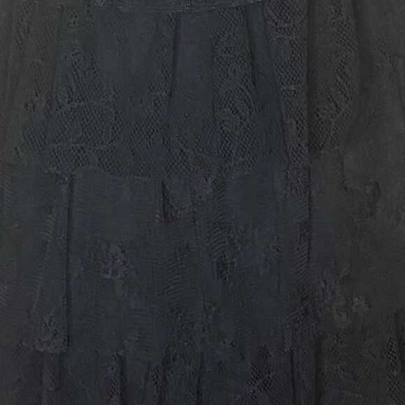 Zara Basic Wm’s Med Black Floral Lace 5 Tiered Ruffle Sleeveless Side Zip Dress - Picture 3 of 5